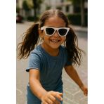 Kids Güneş Gözlüğü Beyaz Çekik Çerçeve Uv 400 Korumalı Ce Belgeli Çocuk Güneş Gözlüğü