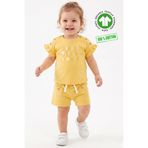 Kids Kingdom Pamuklu Organik Özel Seri Ahşap Düğme Detaylı Kız Bebek 2li Takım