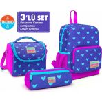 Kids Klap Desenli Iki Bölmeli Okul Çantası 23606+ Beslenme 11703+ Kalemlik 22006