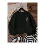 Kids Pembe Kurdele Baskılı Kız Kışlık Çocuk Sweatshirt Siyah
