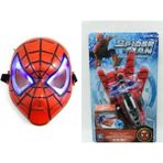 Kids Spiderman Ağ Fırlatan Ok Atan Eldiven ve Işıklı Örümcek Adam Maskesi - Renkli