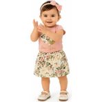 Kids Wear Kız Çocuk Love You Yazı Desenli Tişört Etekli Pudra Renk İkili Takım - Çok Renkli - 1 - 2 Yaş