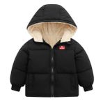 kids4ever Bebek kışlık ceket, manto, fermuarlı, kapüşonlu ceket, rüzgar geçirmez, sıcak tutan polar üst giyim, kar kıyafeti, iki cepli, erkek ve kız çocukları için, 12 aylık-5 yaş, Siyah, 18-24 Ay