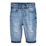 KIDSCOOL SPACE Bebek Kot Pantolonu, Bebek Yürüyor Elastik Bant İçi D-Ringli 4 Yırtık Delikli Eskitilmiş Yumuşak Kot Pantolon, Açık Mavi, 18-24 Ay