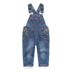 KIDSCOOL SPACE Bebek ve Küçük Kız Denim Tulum,Jean İş Elbisesi Tulum,Açık Mavi,12-18 Ay
