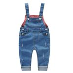 KIDSCOOL SPACE Bebekler ve Küçük Erkekler/Kızlar için Denim Tulumlar, Jean İş Elbisesi, Açık Mavi, 3-4 Yaş