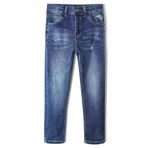 KIDSCOOL SPACE Erkek Kot Pantolon, 12M-14T Çocuk Yırtık Yumuşak Esnek Klasik Kot Pantolon, Koyu Mavi,9-12 Ay