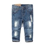 KIDSCOOL SPACE Kız Bebek Erkek Jean,D Halkalı İçi Yırtık Kot Pantolon,Açık Mavi,12-18 Ay
