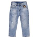KIDSCOOL SPACE Kız Bebek Kot Pantolon, İçi Lastikli Yırtık Delikli Yumuşak Kot Pantolon, Açık Mavi, 24M