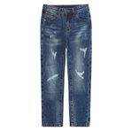 KIDSCOOL SPACE Kız Bebek Kot Pantolon,Elastik Kemer İçi Yırtık Delikler Yumuşak Basit Tasarım Kot Pantolon,Açık Mavi,12M