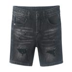 KIDSCOOL SPACE Küçük Erkek Çocuklar Denim Şort, İçinde Yırtık Diz Boyu Jean Yaz Pantolonu, Siyah, 7