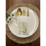 Kidspartim 12'li 40x40 cm Gold Yaldızlı Beyaz Cepli Hello Doksan Yaş Peçete