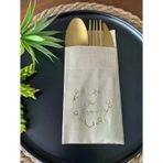 Kidspartim 12'li 40x40 cm Gold Yaldızlı Kraft Kalp Çelenk Just Engaged Cepli Peçete