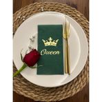 Kidspartim Gold Yaldızlı Yeşil Queen Taç Detaylı Peçete 16 Adet