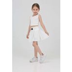 KİDSPİTİRCİK KIZ ÇOCUK BEYAZ ASKILI CROP BADİ, ŞORT ETEKLİ TAKIM