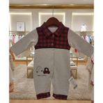Kidzes Raporlu %100 Pamuklu Unisex Desenli Tulum - Bej - Kırmızı - 6 - 9 Ay