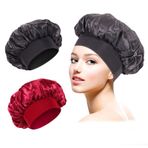 Kieswan 2 adet uyuma için ipek başlık saten bonnet bukleler için, ipek uyku beresi, kadın, yumuşak gece şapkası, zarif uyku kepi, ipek uyku başlığı, ayarlanabilir gece beresi, lastik bantlı saç koruması (siyah, kırmızı)