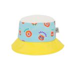 Kietla Fun Cha Cha Pop UV Korumalı Bucket Şapka, Mavi ve Sarı,%95 GRS Sertifikalı Geri Dönüştürülmüş Polyester, Çok Renkli Desenli (2-4 Yaş)