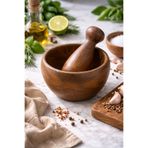 Kifnexwood El Yapımı Dış Budak Ahşap Havan & Tokmak Seti – Doğal ve Dayanıklı