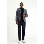 Kiğılı 4 Drop Relaxed Fit Rahat Kesim Yünlü Klasik Desenli Ceket - 48 - Süper Slim Fit - Orta Lacivert