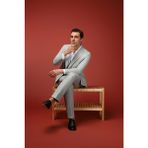 Kiğılı 7 Drop Slim Fit Dar Kesim Çizgili İtalyan Kesim Kruvaze Takım Elbise - 50 - Açık Gri - Slim Fit Kalıp