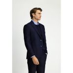 Kiğılı 7 Drop Slim Fit Dar Kesim Desenli Spor Yünlü Ceket - Koyu Lacivert - 48