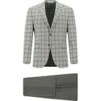 Kiğılı 7 Drop Slim Fit Dar Kesim Kareli Kombinli Takım Elbise - 56 - Orta Füme - Slim Fit Kalıp