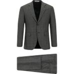 Kiğılı 7 Drop Slim Fit Dar Kesim Kareli Takım Elbise - Koyu Füme - 50 - Slim Fit Kalıp