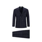 Kiğılı 7 Drop Super Slim Fit Eksra Dar Kesim Kareli Yünlü Kruvaze Takım Elbise