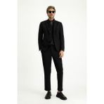 Kiğılı 7 Drop Super Slim Fit Ekstra Dar Kesim Mevsimlik Beli Lastikli İpli Takım Elbise - Siyah - 48 - Süper Slim Fit