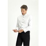 Kiğılı Ata Yaka Slim Fit Dar Kesim Pamuklu Kolay Ütülenebilir Gömlek