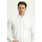 Kiğılı Ata Yaka Slim Fit Dar Kesim Piliseli Pamuk Gömlek