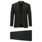 Kiğılı Koyu Antrasit Relaxed Fit Kesim Erkek Takım Elbise Mevsimlik Esnek Polyester - 54