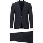 Kiğılı Koyu Lacivert Yünlü Takım Elbise 4 Drop Relaxed Fit Erkek Ceket Yaka Rahat Kesim - 50 - Regular Fit