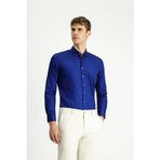 Kiğılı Orta Lacivert Uzun Kol Slim Fit Dar Kesim Non Iron Ütü Gerektirmeyen Pamuklu Düğmeli Yaka Gömlek