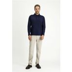 Kiğılı Polo Yaka Regular Fit Çizgili Pamuk Sweatshirt