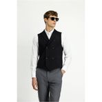 Kiğılı Slim Fit Dar Kesim Desenli Klasik Kruvaze Yelek