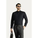 Kiğılı Uzun Kol Slim Fit Dar Kesim Erkek Gömlek Siyah Klasik Stil Non Iron Ütü Gerektirmeyen