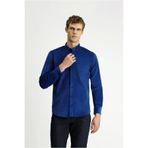 Kiğılı Uzun Kol Slim Fit Dar Kesim Kadife Pamuklu Düğmeli Yaka Gömlek