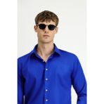 Kiğılı Uzun Kol Slim Fit Dar Kesim Klasik Non Iron Pamuklu Gömlek - Saks Mavi