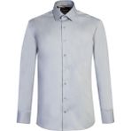 Kiğılı Uzun Kol Slim Fit Dar Kesim Klasik Non Iron Saten Pamuk Gömlek - Açık Gri - XS