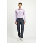 Kiğılı Uzun Kol Slim Fit Dar Kesim Pamuk 4 Mevsim Oxford Gömlek - Lila - 2XL