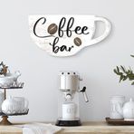 Kigley Ahşap Kahve Bar Tabelası Duvar Dekoru 30 x 16,7 cm Çiftlik Evi Kahve İstasyonu Duvar Ev Ofis Mutfak için Aksesuarlar (Beyaz)
