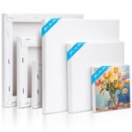 Kigniote Tuval seti, 6 adet tuval boyama için 20 x 20, 15 x 15, 10 x 10 cm kasnak beyaz resim kanvas yağlı boya tablo için resim akrilik tuval paneller el işi ve sanatçılar için