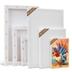 Kigniote Tuval seti, 6 adet tuval boyama için 30 x 20, 20 x 15, 15 x 10 cm kasnak beyaz resim kanvas yağlı boya tablo için resim akrilik tuval paneller el işi ve sanatçılar için