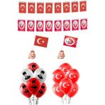 Kikajoy Büyük Ipli Bayrak Ay Yıldız - Büyük Ipli Bayrak Ata - 5 Çıtalı Büyük Bayrak Ay Yıldız - 5 Çıtalı Büyük Bayrak Ata - 5 Ay Yıldızlı Balon - 5 Ata Balon - Kırmızı - Beyaz