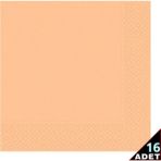 Kikajoy Makaron Turuncu Renk Peçete 16 Adet 33 x 33 cm Çift Katlı Klorsuz Su Bazlı