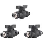 KIKAPA 4mm Push Connect Küresel 4mm Akış Vanası Hızlı Bağlantı Vanası Boru Ek Parçaları 3 Paket