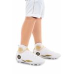 Kiko Kids 142 FKP Boğazlı Krampon Çim Saha Erkek Çocuk Futbol Ayakkabı Beyaz - Altın
