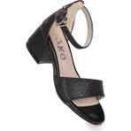 Kiko Kids 4 cm Topuklu Kız Çocuk Abiye Sandalet Siyah Mikrofiber ile Rahat Kullanım